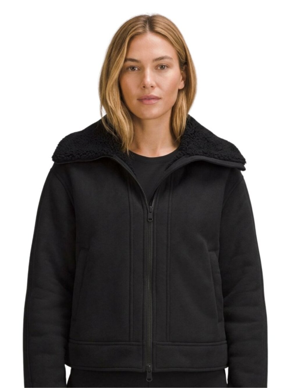 Athleta NWT Westbound Sherpa Jacket Black L Oversized Giftable Winter Cozy Plush